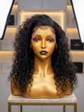 18" Natural Color Water Wave Brazilian Human Hair Wig