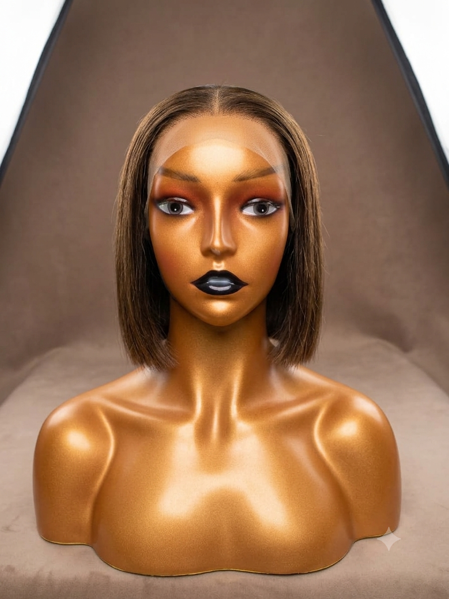 10" Chocolate Brown Brazilian Straight Short Bob Wig