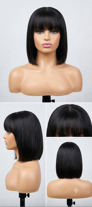 10-Inch Fringe/Fringed Cut Bob Wig
