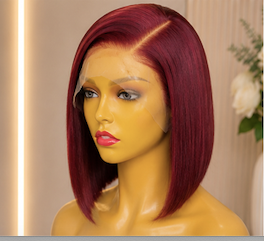 12" Double Drawn Peruvian Wig | Wine Red